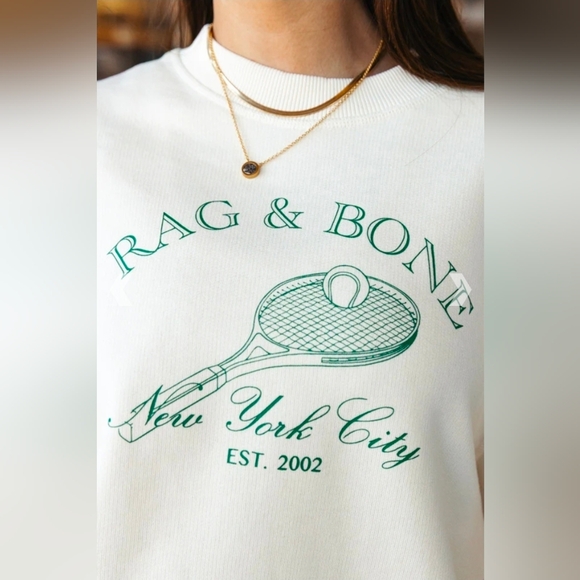 Rag & Bone Rb Raquet Sweatshirt in Ivory Size XS Nwt - Picture 2 of 5